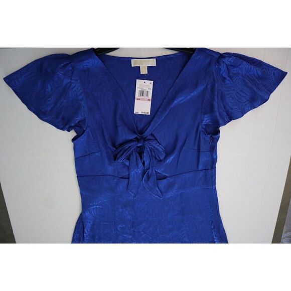 MICHAEL Michael Kors Women Sz 10 Royal Blue Zebra Print Jacquard Tie Dress - Picture 10 of 16